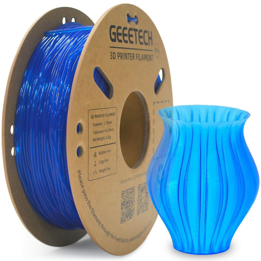 GEEETECH TPU filament 1.75mm Transparent Blau, Flexible 3D Drucker Filament 500g 1 Spool, Transparen