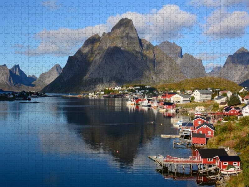 CALVENDO Puzzle Reine/ Moskenesøya 1000 Teile Lege-Grösse 64 x 48 cm Foto-Puzzle Bild von GUGIGEI, 1