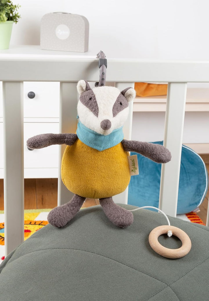 SIGIKID 39172 Kasimir Dachs Spieluhr Green Mädchen und Jungen Babyspielzeug empfohlen ab Geburt oran