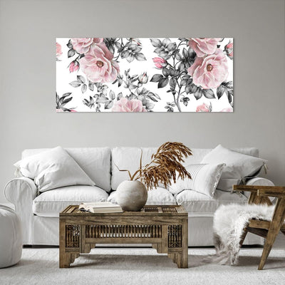 Wandbilder Dekoration Wohnzimmer Blumen Blätter Pflanze Rose Panorama Bilder auf Leinwand 120x50cm L