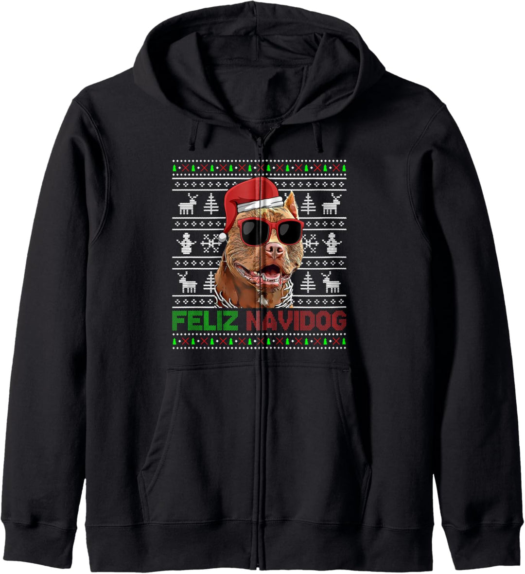 Pitbull Dog Feliz Navidog Lustige Weihnachten Kapuzenjacke