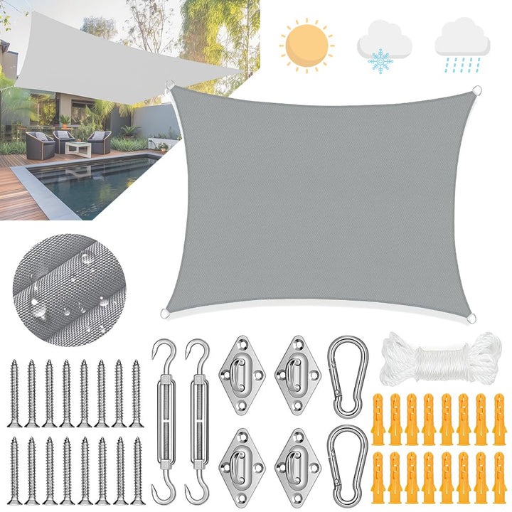 Sonnensegel Rechteckig 2x3m,Sonnensegel 2x3m Wasserdicht mit Ösen,Segeltuch Wasserdicht mit sonnense