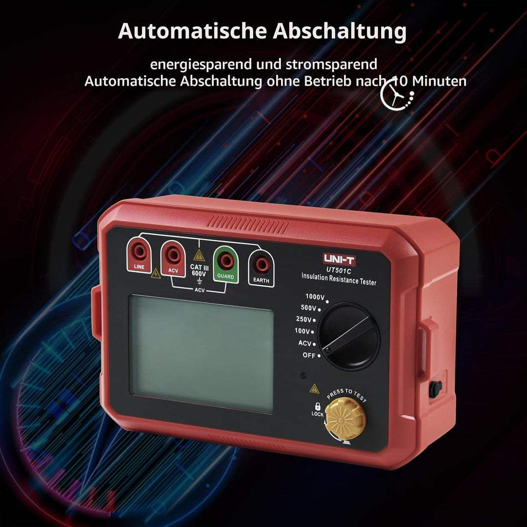 UNI-T UT501C Isolationswiderstandsmessgerät 1000V 5GΩ Isolierung Widerstand Tester, Digitale Megohmm