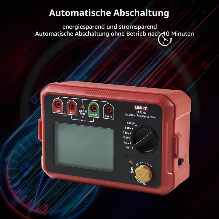 UNI-T UT501C Isolationswiderstandsmessgerät 1000V 5GΩ Isolierung Widerstand Tester, Digitale Megohmm