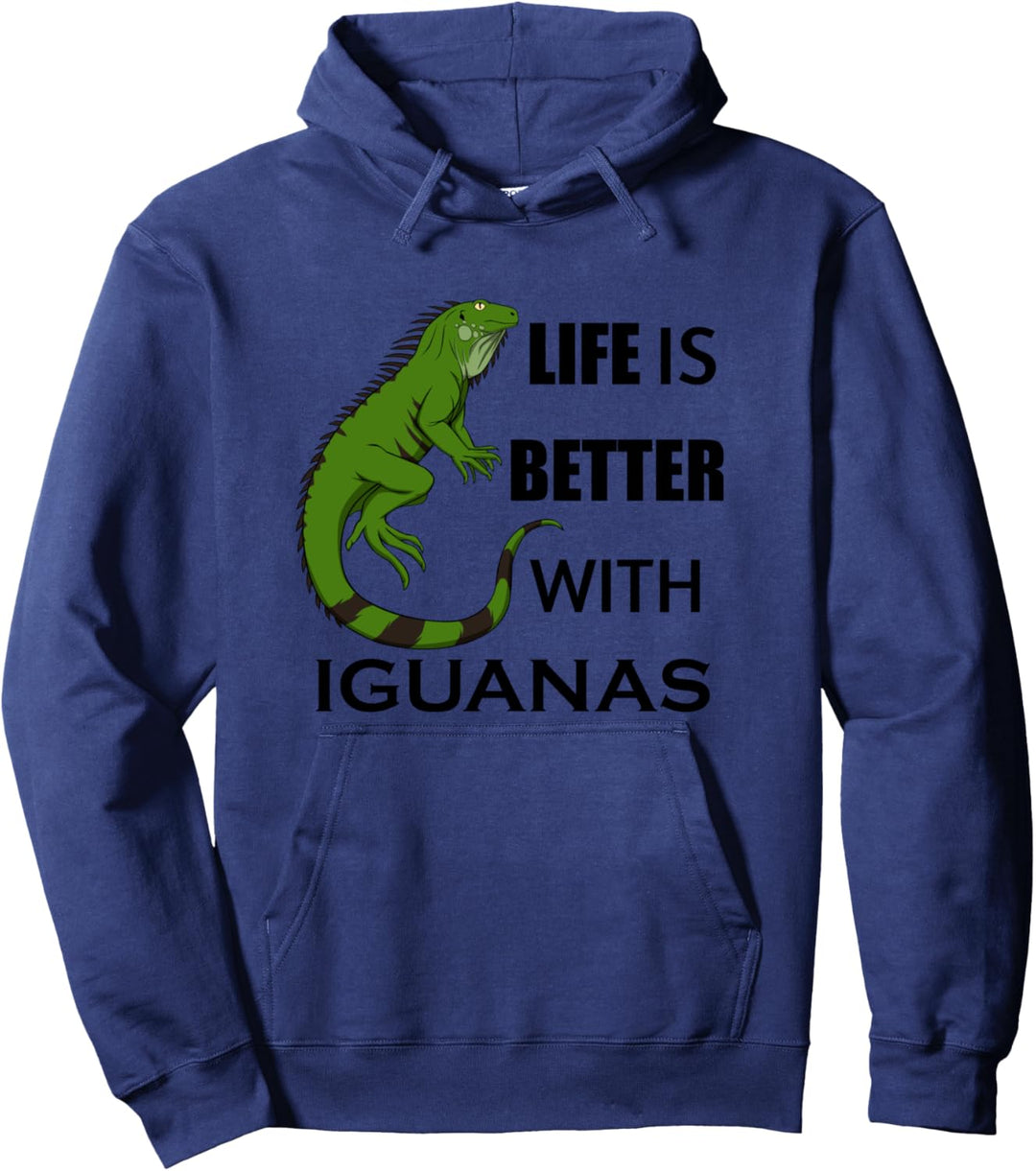 Leben mit Leguan Lustiger Spruch Reptilien Pullover Hoodie