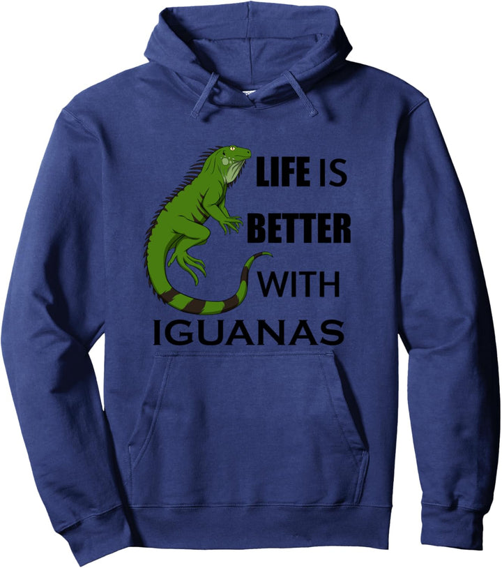 Leben mit Leguan Lustiger Spruch Reptilien Pullover Hoodie