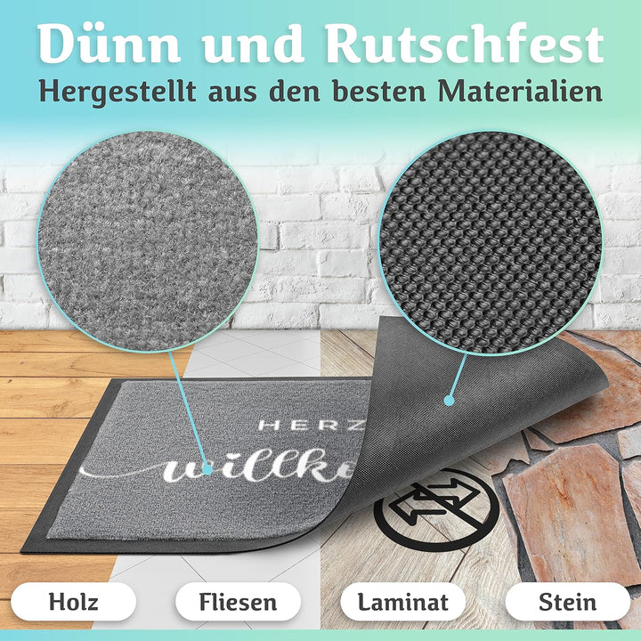 Bodenständig Blitzsauber: Die ultimative Fussmatte für innen - Grau Willkommen in 40x60cm saugstarke