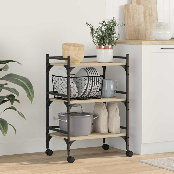 vidaXL Küchentrolley Sonoma-Eiche 50 x 35 x 75,5 cm Holzwerkstoff, Geräumiger Küchenwagen, moderner