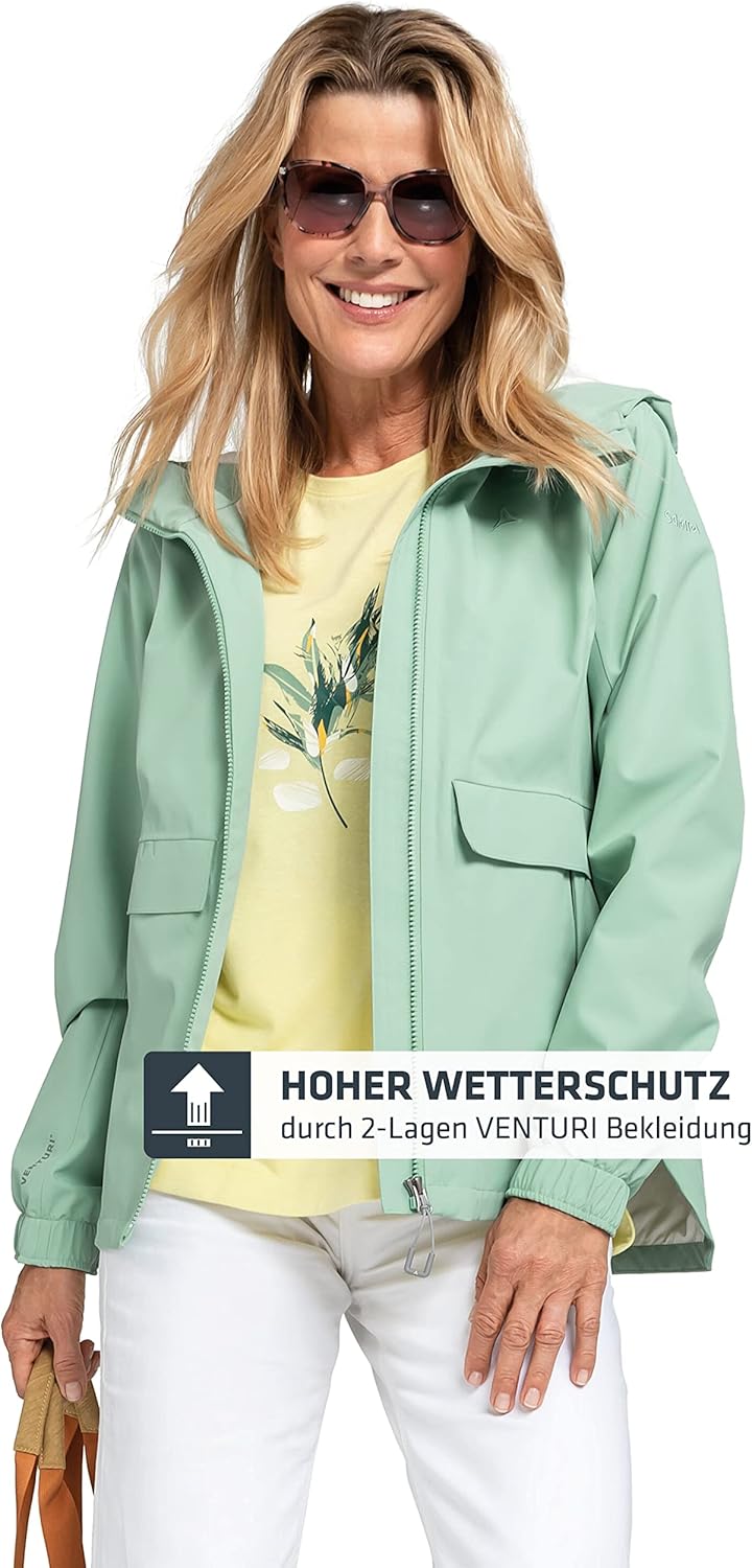 Schöffel Damen Jacket Lausanne L, Funktionsjacke mit Kapuze, wasserdichte Übergangsjacke mit Pack-Aw