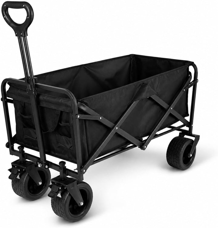 Klappbarer Bollerwagen XL - Transportwagen - Extra Breite PVC-Geländeräder - 180 kg Tragkraft - Vers