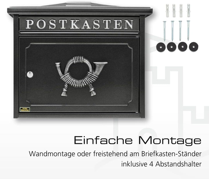BURG-WÄCHTER Klassischer Briefkasten ohne Zeitungsfach und Namensschild, Verzinkter Stahl, Einwurf-F