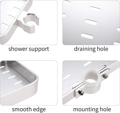 Raum Aluminium Duschregal ohne Bohren - Anzug [24mm-25mm] Duschstange Verstellbar Höhe, Duschregale