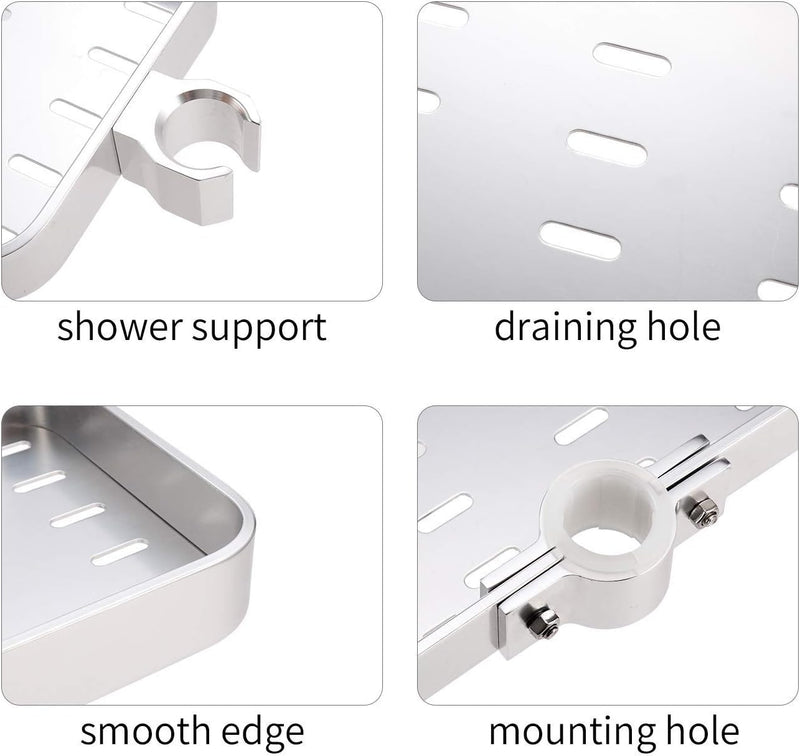 Raum Aluminium Duschregal ohne Bohren - Anzug [24mm-25mm] Duschstange Verstellbar Höhe, Duschregale