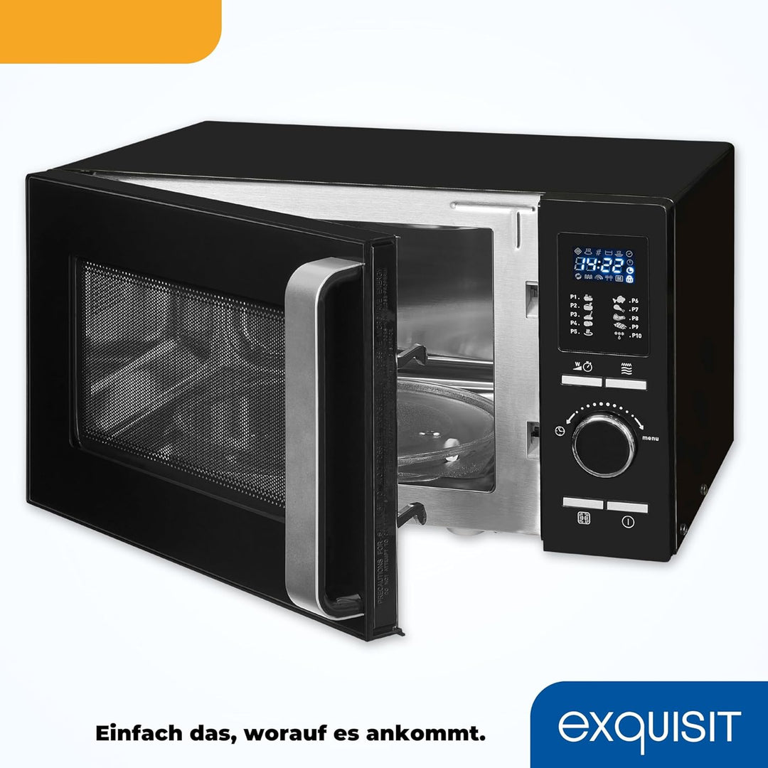 Exquisit Mikrowelle MW 8925-7 Hsw | 25 Liter Garraum | 900 Watt | 1950 W Grill | 1950 W Heissluft |