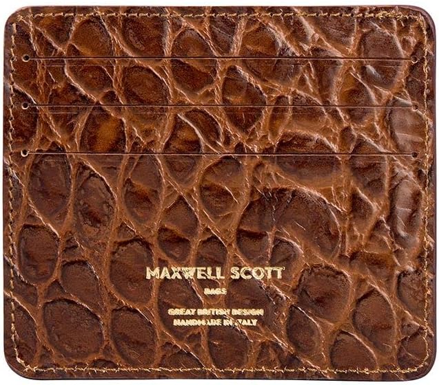 Maxwell Scott Herren Krokodil Optik Leder Kartenetui Marco in Dunkelbraun Croco, Dunkelbraun