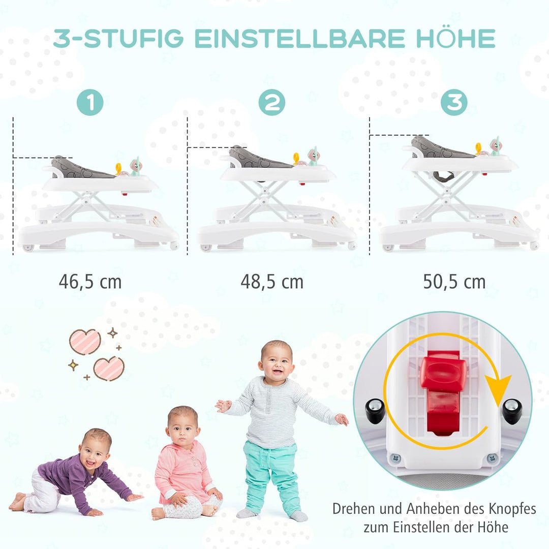 GOPLUS Baby Walker, 2 in 1 Lauflernhilfe & Schiebewagen mit Rädern, Überrollschutz, Verstellbaren Hö