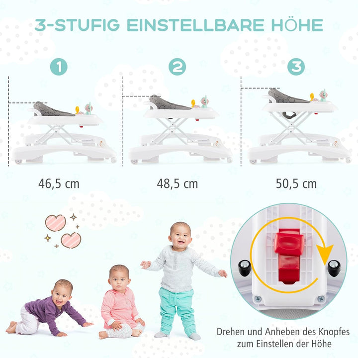 GOPLUS Baby Walker, 2 in 1 Lauflernhilfe & Schiebewagen mit Rädern, Überrollschutz, Verstellbaren Hö