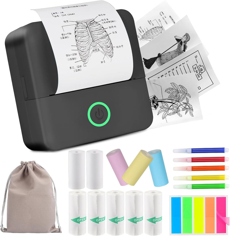 HUIJUTCHEN Mini Drucker, Wireless Bluetooth Fotodrucker Tragbarer Thermodrucker Smartphone Taschendr