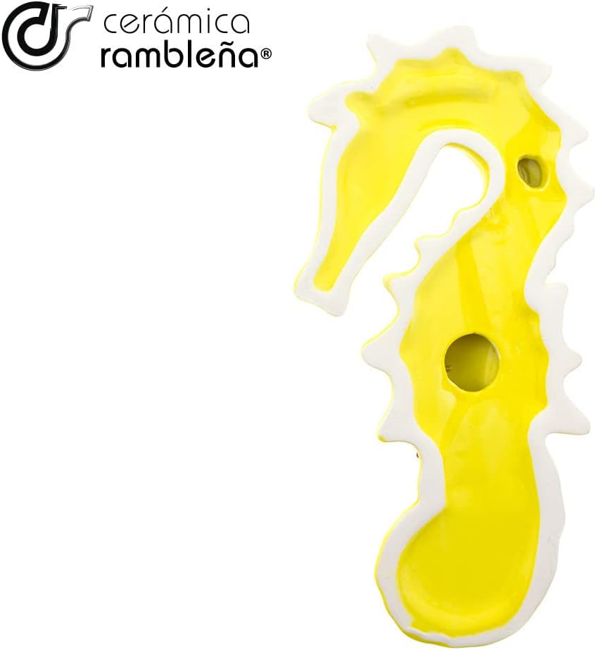 CERÁMICA RAMBLEÑA | Seepferdchen Wandskulptur | Dekorative Figuren | Wandschmuck | Seepferdchen Mode