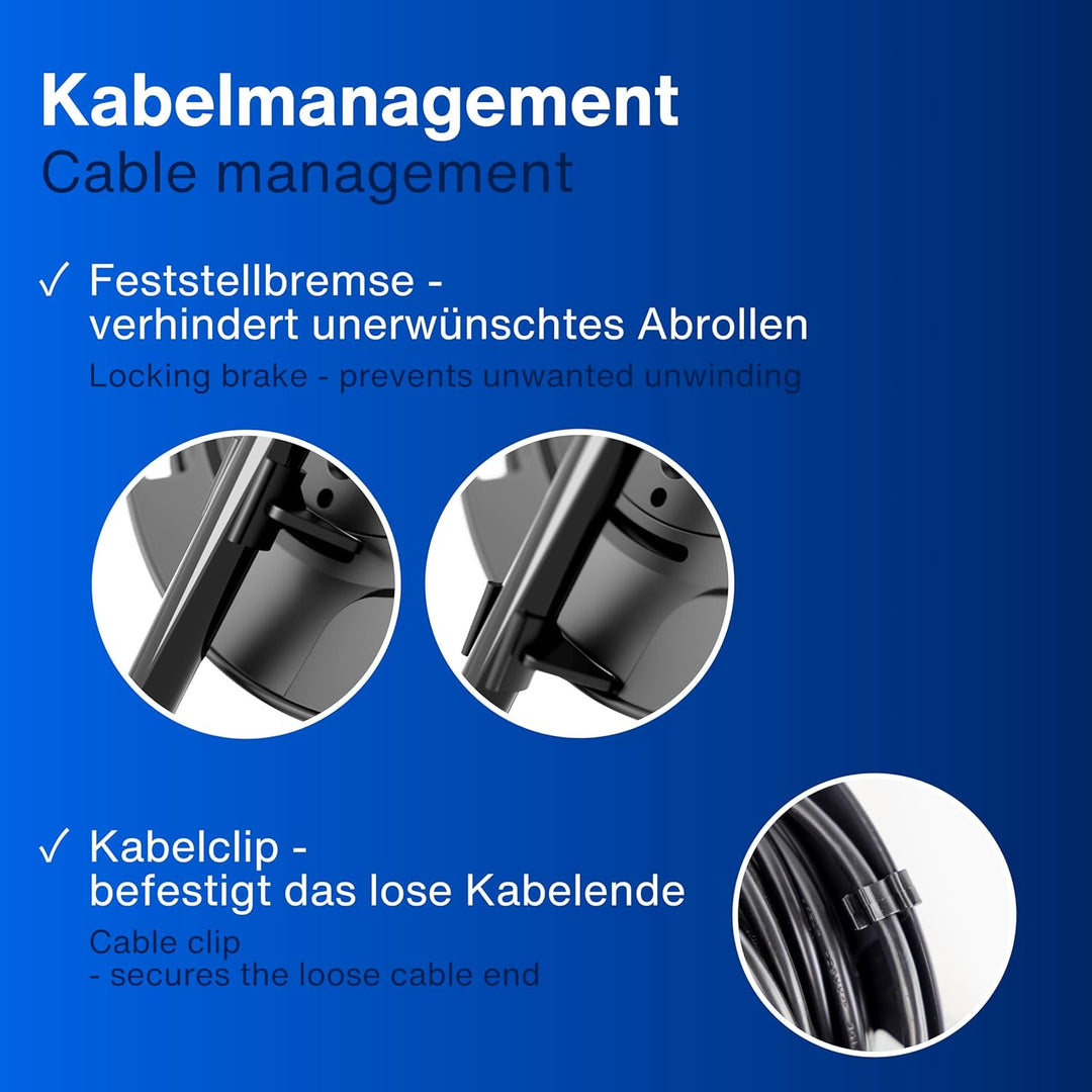 REV Kabeltrommel EX 25m Outdoor Verlängerungskabel aussen IP44, Ideal für Garten und Camping, 4-fach