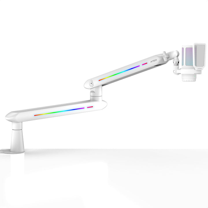 IXTECH RGB Low Profile Galgenarm für Mikrofon, verstellbarer Mikrofonarmständer mit Tischhalterungsk