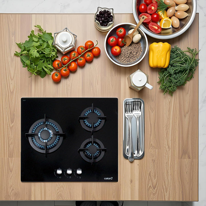 CCI 6021 BK - Gasherd mit Butangas und 3 Gaskochfeldern - 1 Dreifache Krone - Geeignet für das Koche