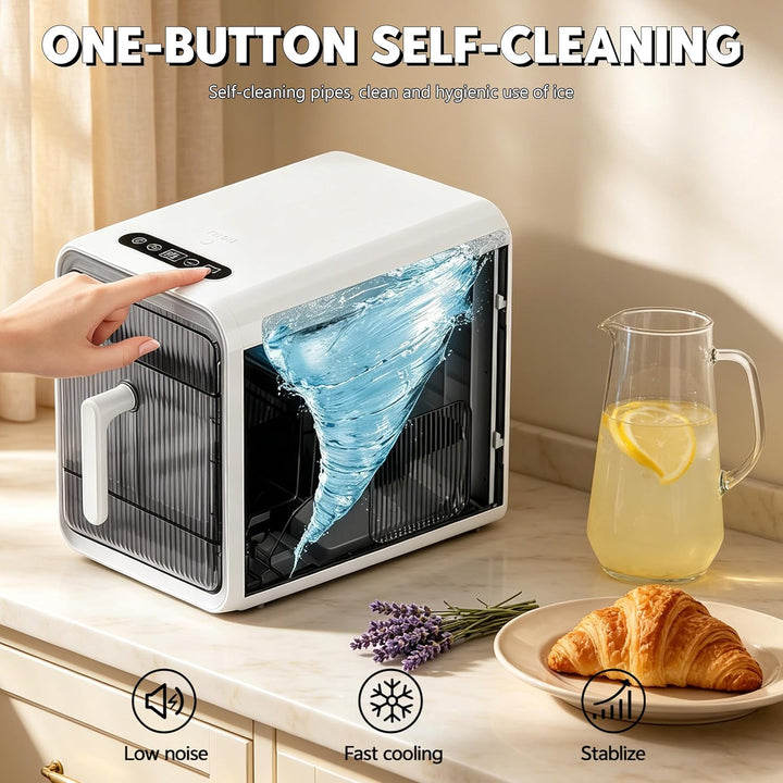 Eiswürfelmaschine klein, Portable Eiswürfelbereiter selbstreinigend, 12 Würfel in 10 Minuten fertig,