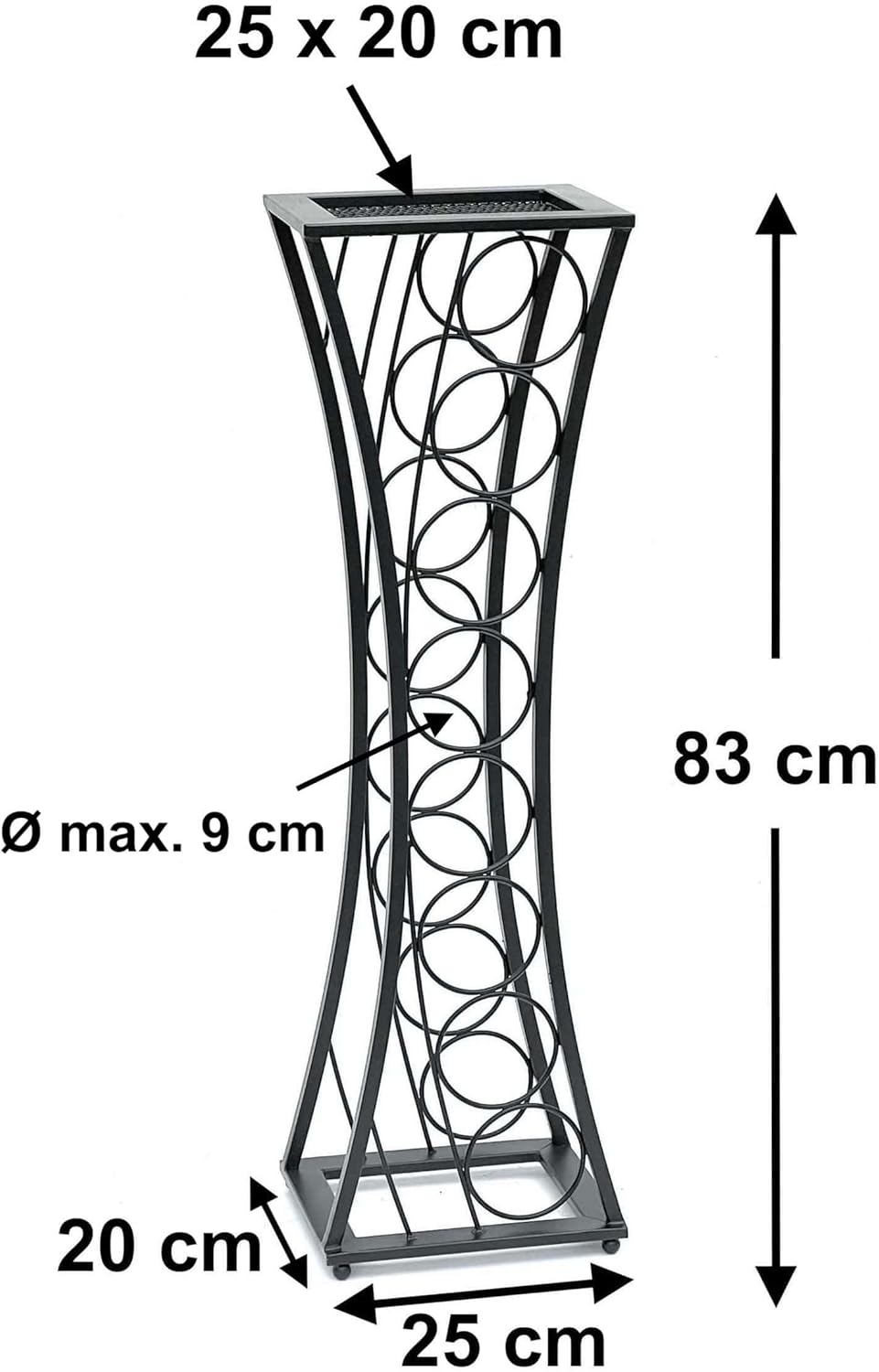 DanDiBo Weinregal Metall Schwarz Stehend Mika 80 cm 96536 Flaschenregal Flaschenständer Flaschenhalt