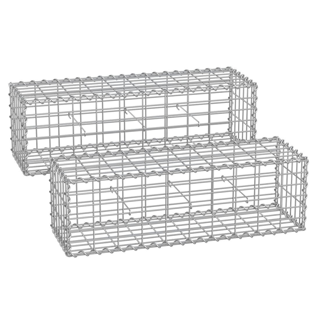 SONGMICS Gabionenkörbe, Drahtkorb mit 5 x 10 cm Maschenweite für Steine, verzinkt, Gartendekoration