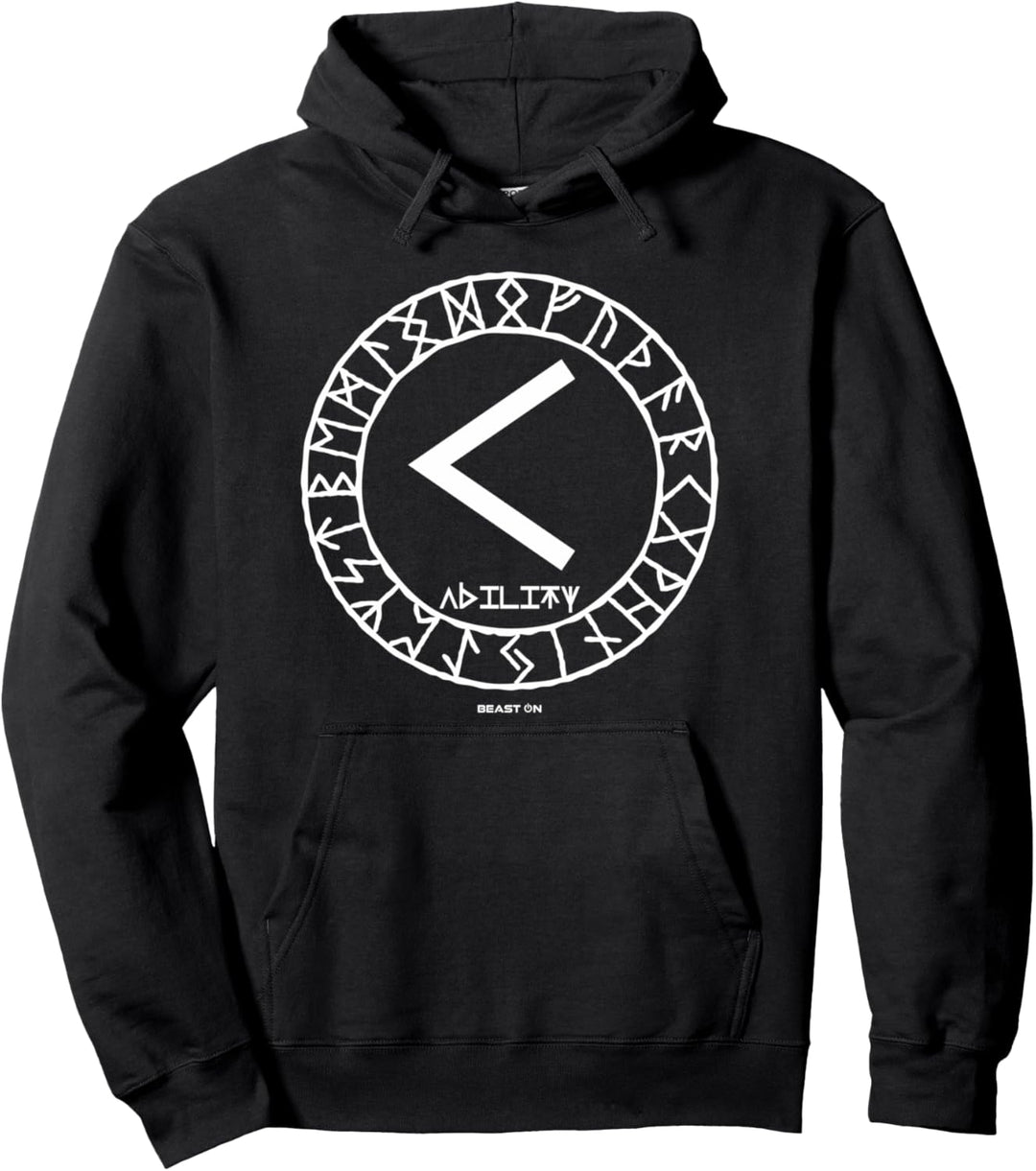 Nordische Rune KENAZ Fähigkeit Wikinger Rune Symbol Glyphe Pullover Hoodie