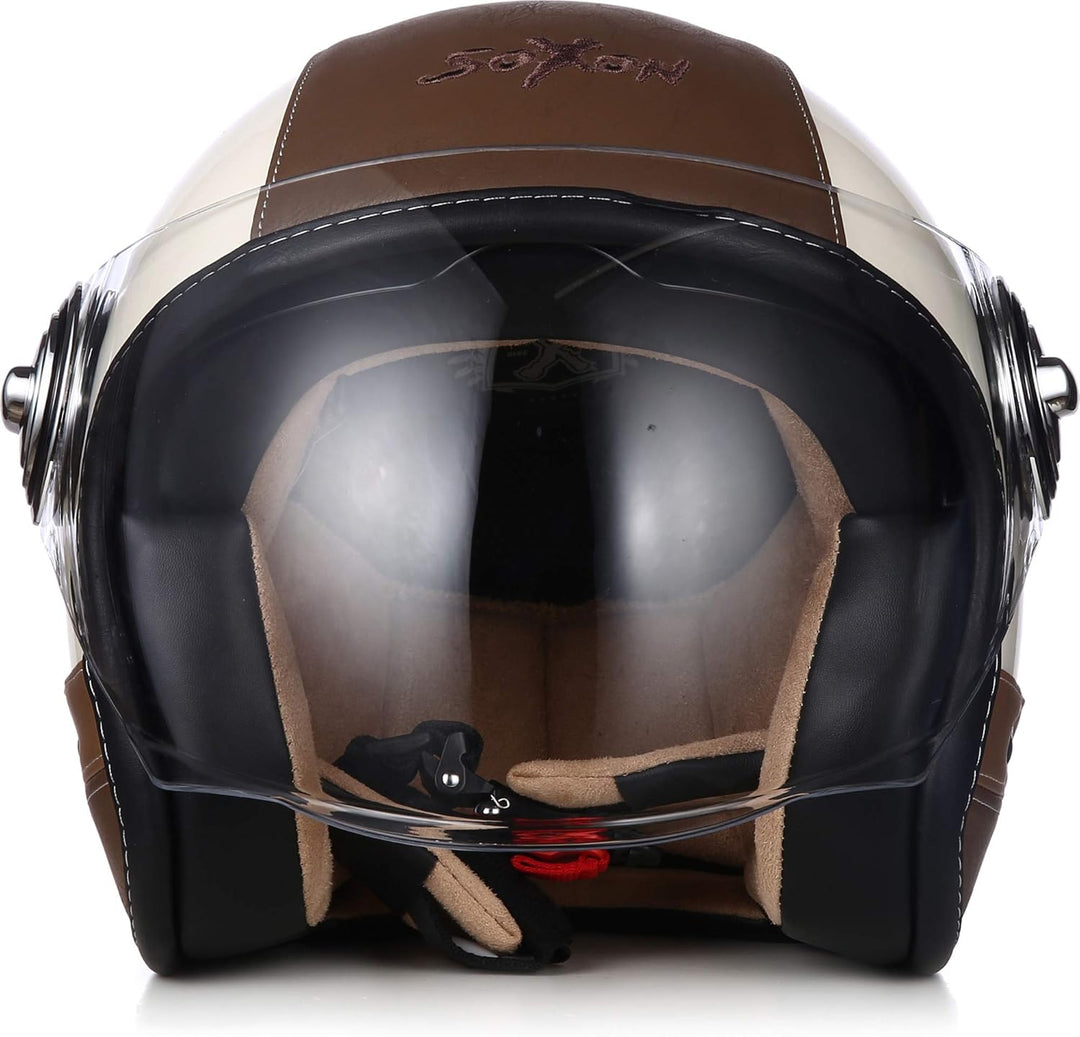Soxon® SP-888 Pro „Urban Creme“ · Jet-Helm · Motorrad-Helm Roller-Helm Scooter-Helm Moped Mofa-Helm