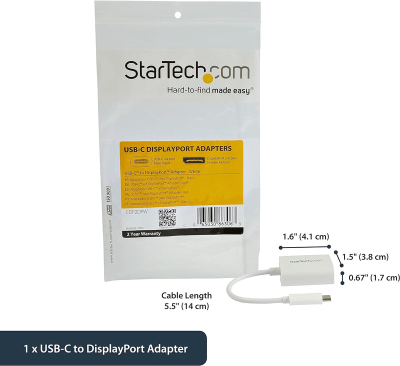 StarTech.com USB-C auf DisplayPort Adapter - USB Typ-C zu DP Video Konverter 8K 30Hz | DP 1.4 | HBR2