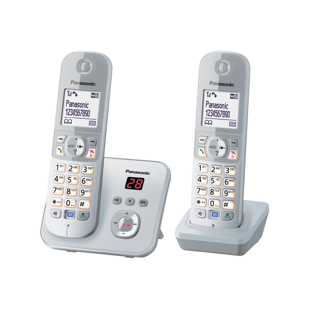 Panasonic KX-TG6822GS DECT Schnurlostelefon mit Anrufbeantworter (strahlungsarm, Eco-Modus, GAP Tele