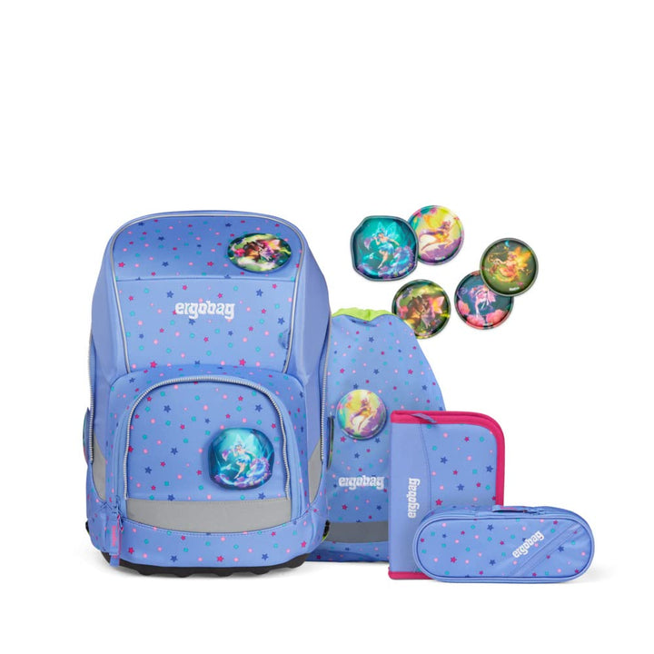 ergobag Wide Set 5tlg. Ergonomisch, Volumen erweiterbar, Deckel aufklappbar Bärzaubernd - Blau Einhe