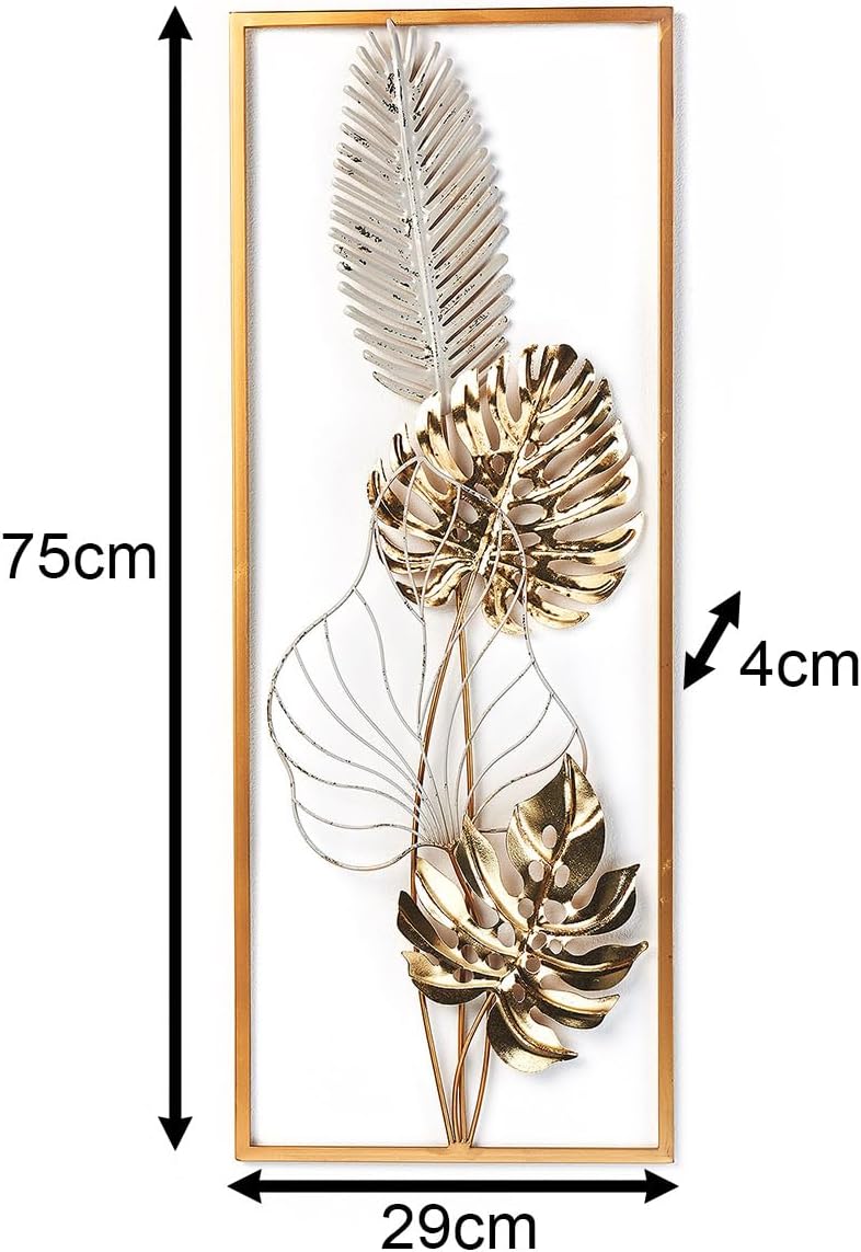 Wandbild Wanddeko Metallbild - GOLDEN Monstera - Metall - weiss Gold, Gold