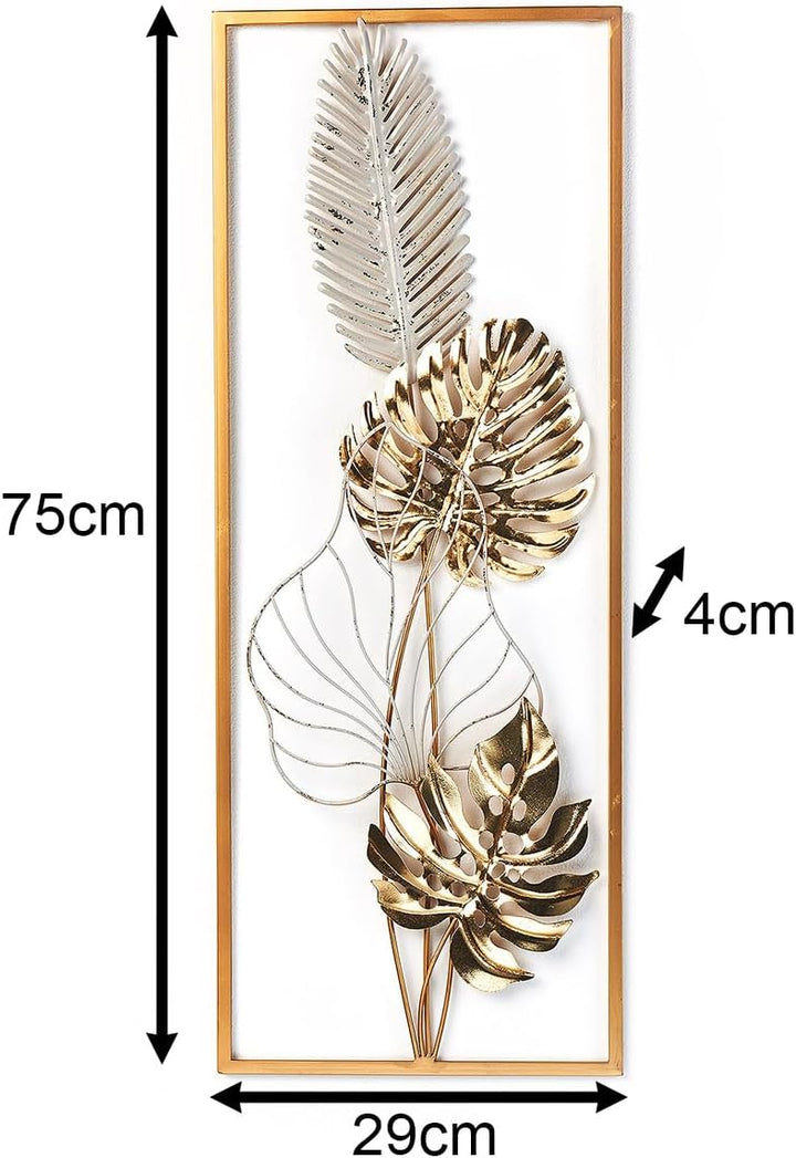 Wandbild Wanddeko Metallbild - GOLDEN Monstera - Metall - weiss Gold, Gold