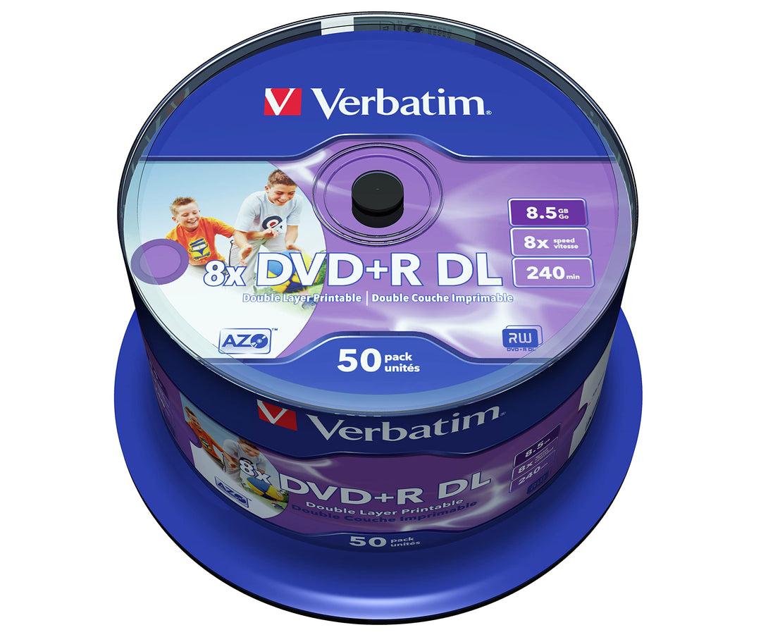Verbatim DVD+R Double Layer Wide Inkjet Printable 8.5GB, 50er Pack Spindel, DVD Rohlinge bedruckbar,