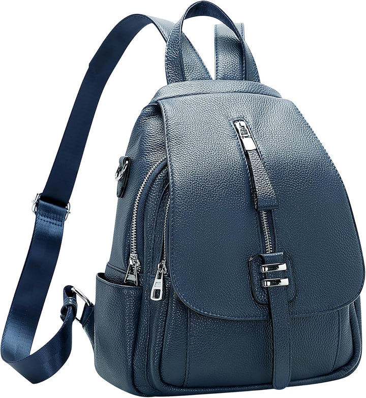 ALTOSY Echtes Leder Rucksack Geldbörse für Frauen Wandelbare Umhängetasche mit Schnalle Klappe Indig