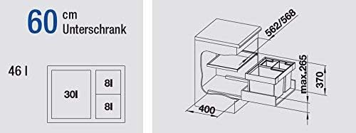 BLANCO Flexon II Xl 60/3, Müllsystem für die Abfalltrennung in der Küche, mit 3 Mülleimern (30 l/ 2