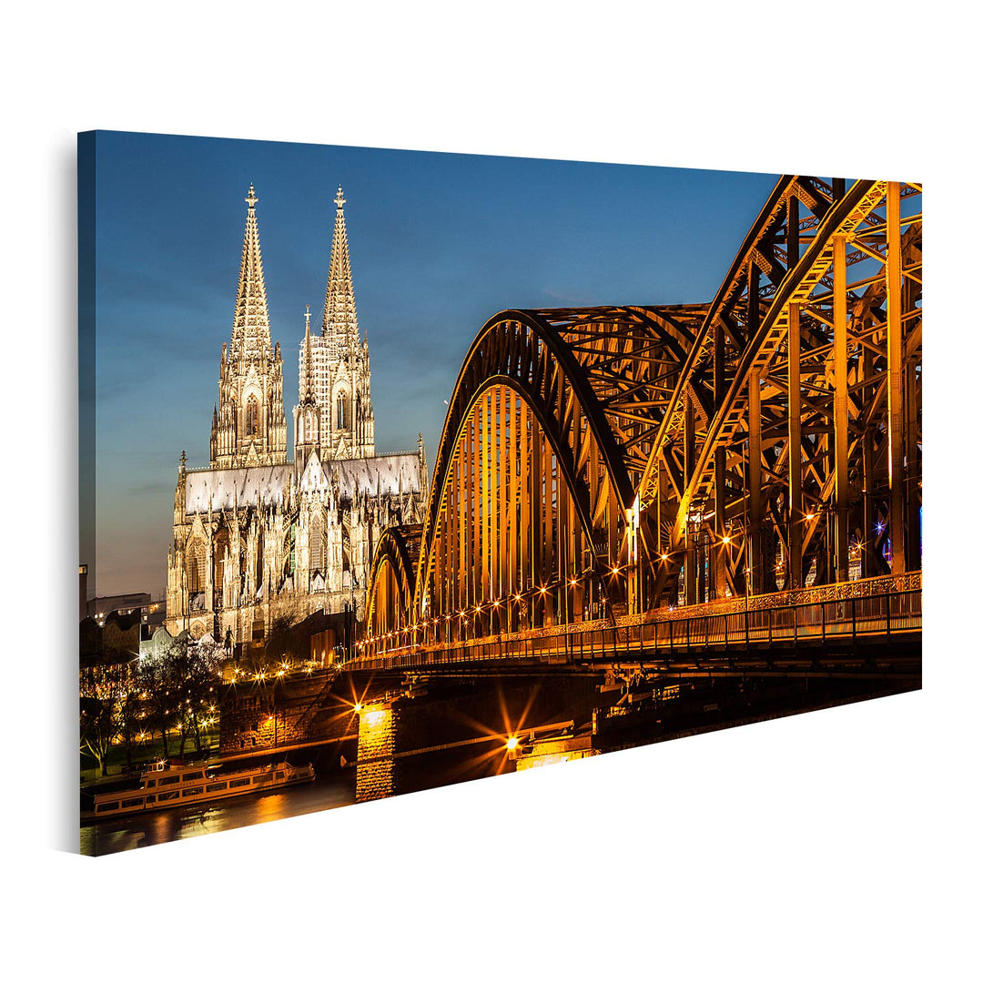 islandburner Bild auf Leinwand Hohenzollernbrücke Und Kölner Dom In Der Abenddämmerung Bilder Wandbi