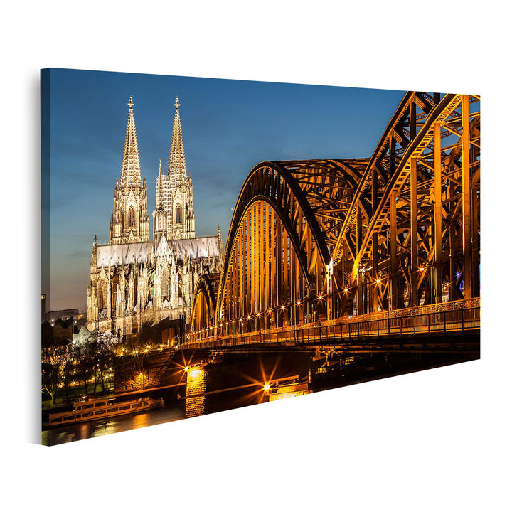 islandburner Bild auf Leinwand Hohenzollernbrücke Und Kölner Dom In Der Abenddämmerung Bilder Wandbi