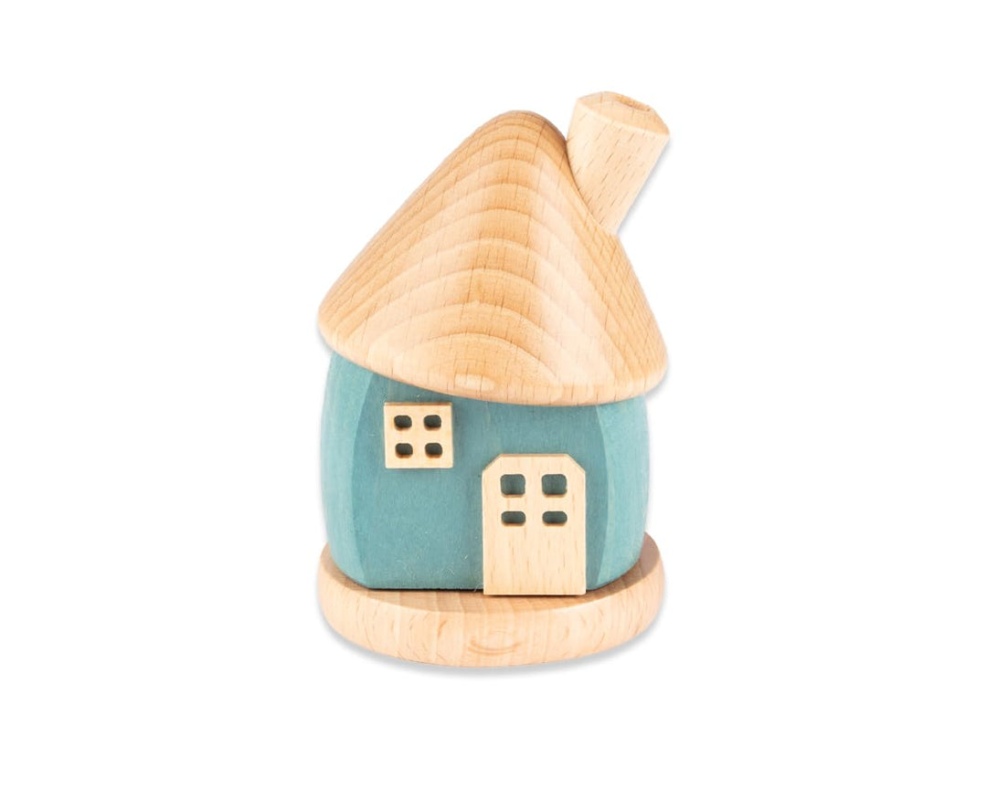 Holzwaren Egermann kleines rundes Räucherhaus aus Holz - Hübsches Rauchhaus in der Farbe: Blau - Mas