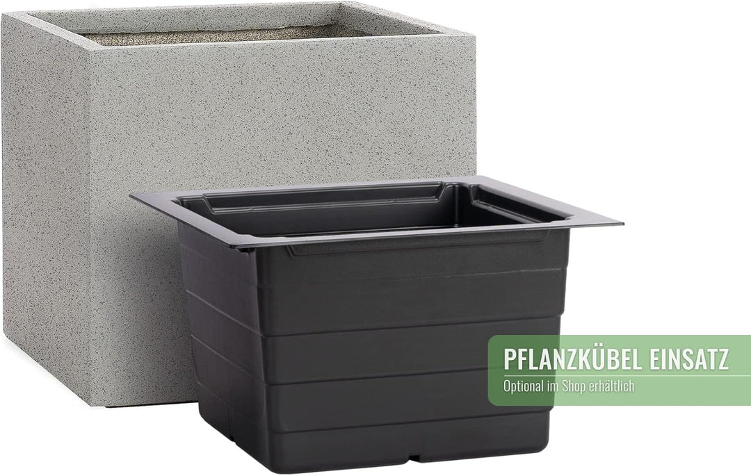 Pflanzwerk® Pflanzkübel Cube Granit Grau 38x44x44cm *Frostbeständiger Blumenkübel* *UV-Schutz* *Qual