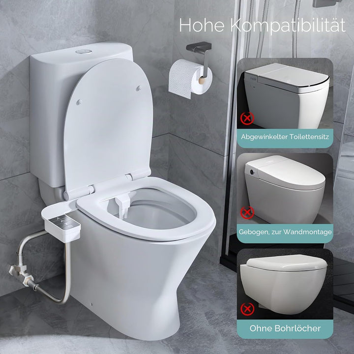 Bidet Aufsatz für Toilette, Nicht Elektrisches Kaltwasser-Bidet mit Einziehbaren Doppel Selbstreinig