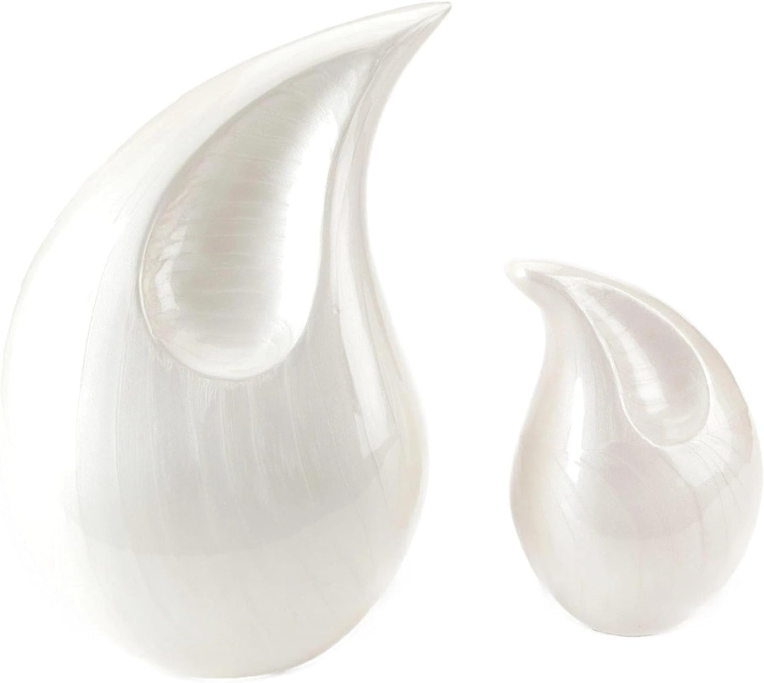 Urns UK 21.5 x 17 x 32.5 cm 13-Inch Metall Aluminium "Tiverton" Einäscherung Urne, Perle - Perlfarbe