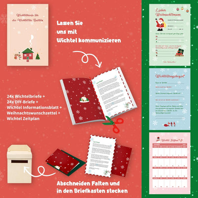 67Pcs Wichteltür Rot Komplettset mit Briefen, Wichtel Zubehör Baustelle, Miniatur Wichtelhaus Pickni