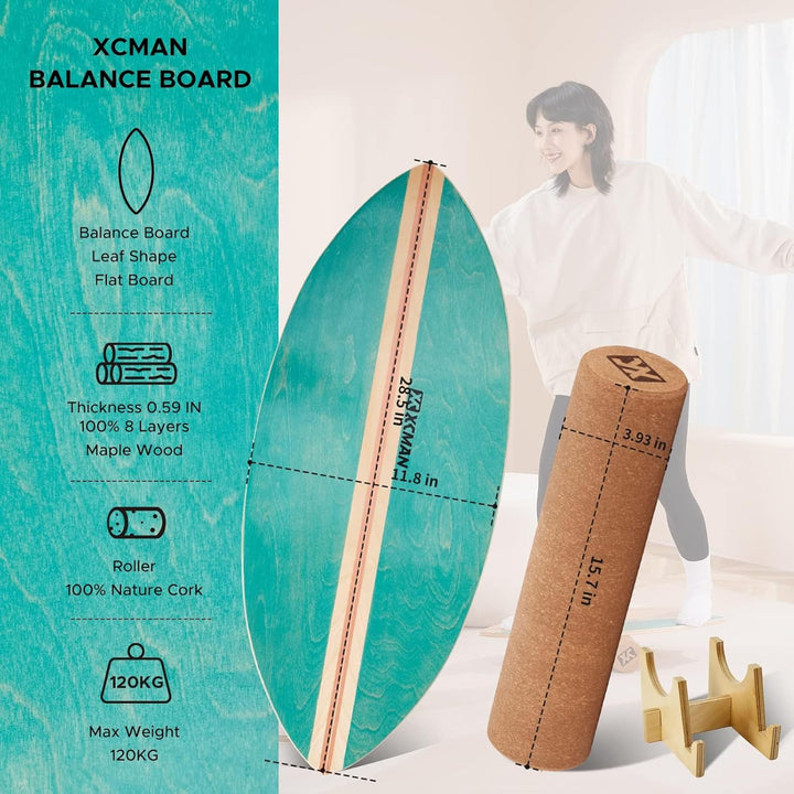 XCMAN Surf Balance Board Trainer Mit Rolle - Stabilitätstrainer Für Erwachsene Und Kinder, Zum Surfe