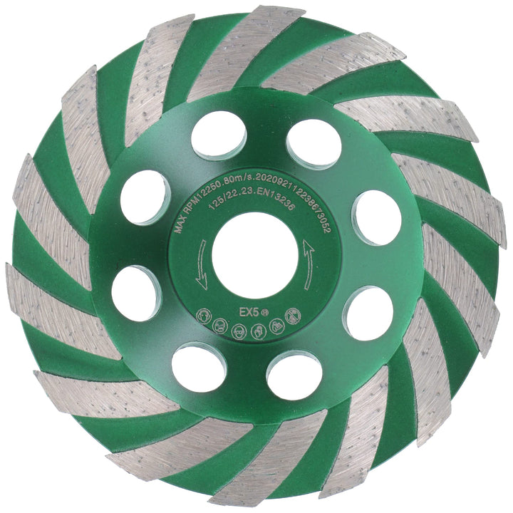 PRODIAMANT Premium Diamant-Schleiftopf 125 mm x 22,2 mm Diamantschleifteller TurboSpeed für Beton, M
