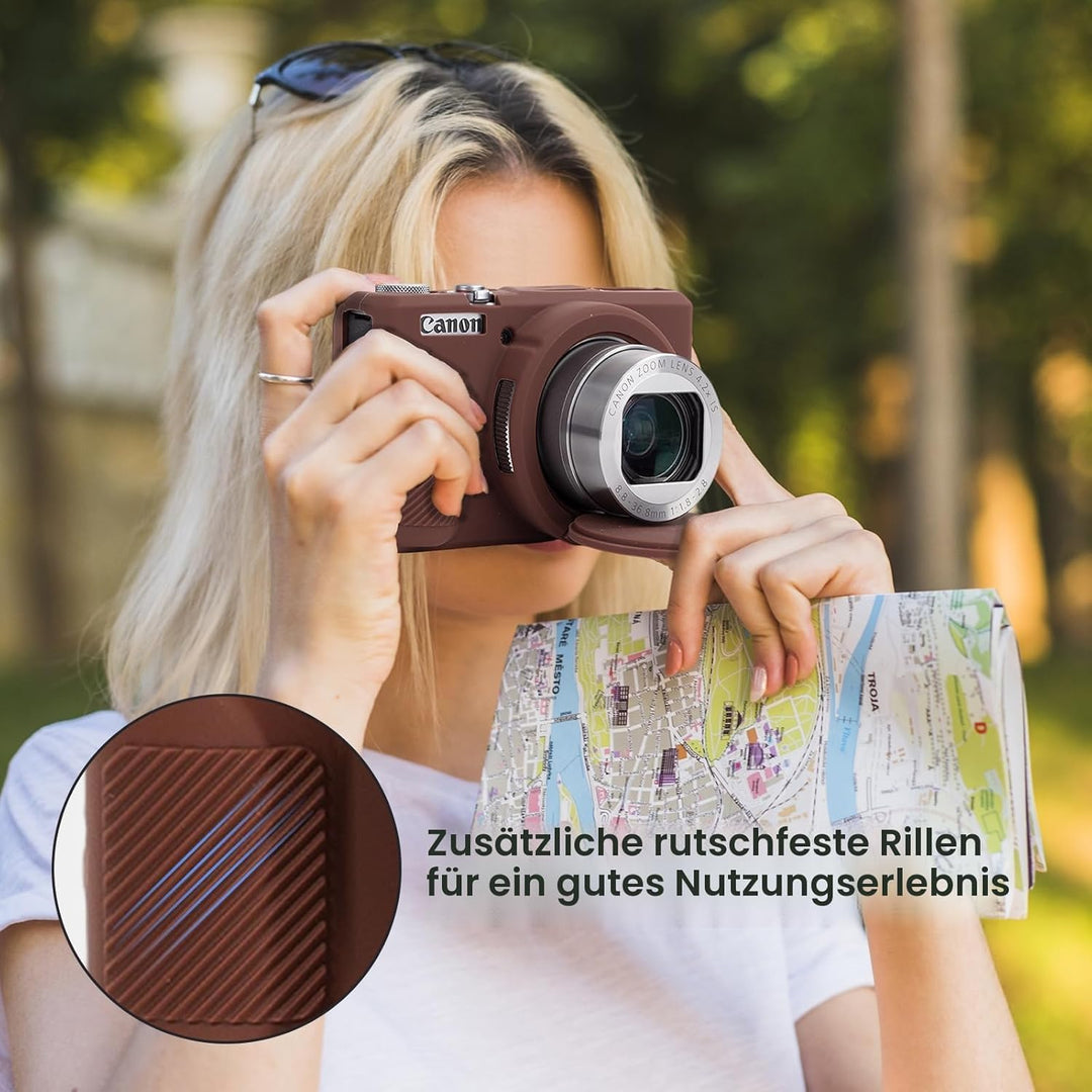 Rieibi Silikon-Schutzhülle für Canon G7X Mark III Hülle, G7X Mark III Zubehör mit 2 Stück Displaysch