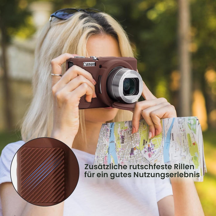 Rieibi Silikon-Schutzhülle für Canon G7X Mark III Hülle, G7X Mark III Zubehör mit 2 Stück Displaysch